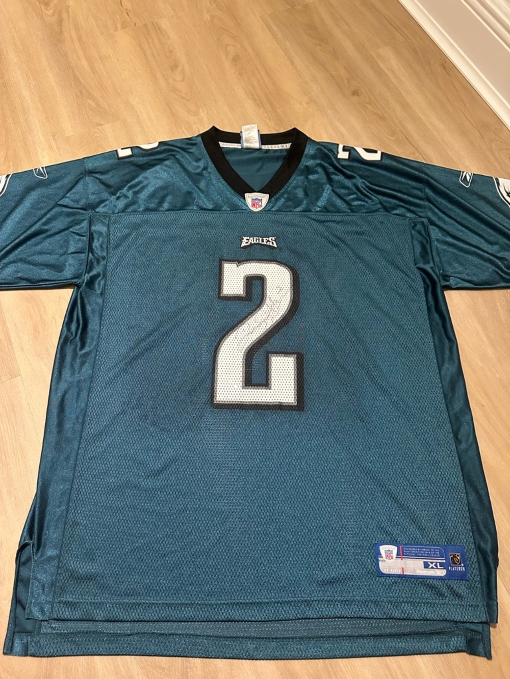 David Akers Philadelphia Eagles Signed Jersey Reebok Green Mens Sz XL